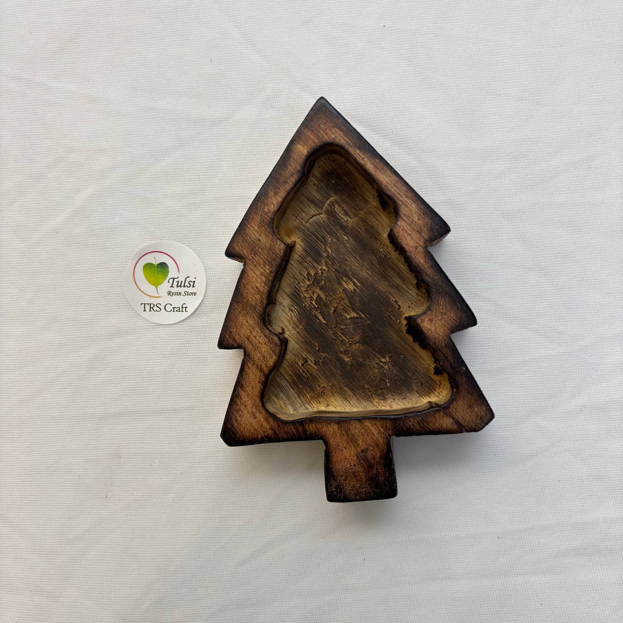 Christmas Tree Wooden Candle Bowl