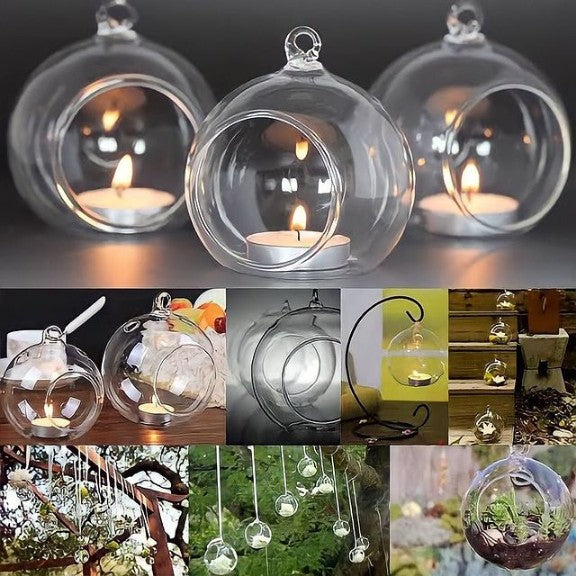 T-Light / Ring Holder Hanging Glass Globes
