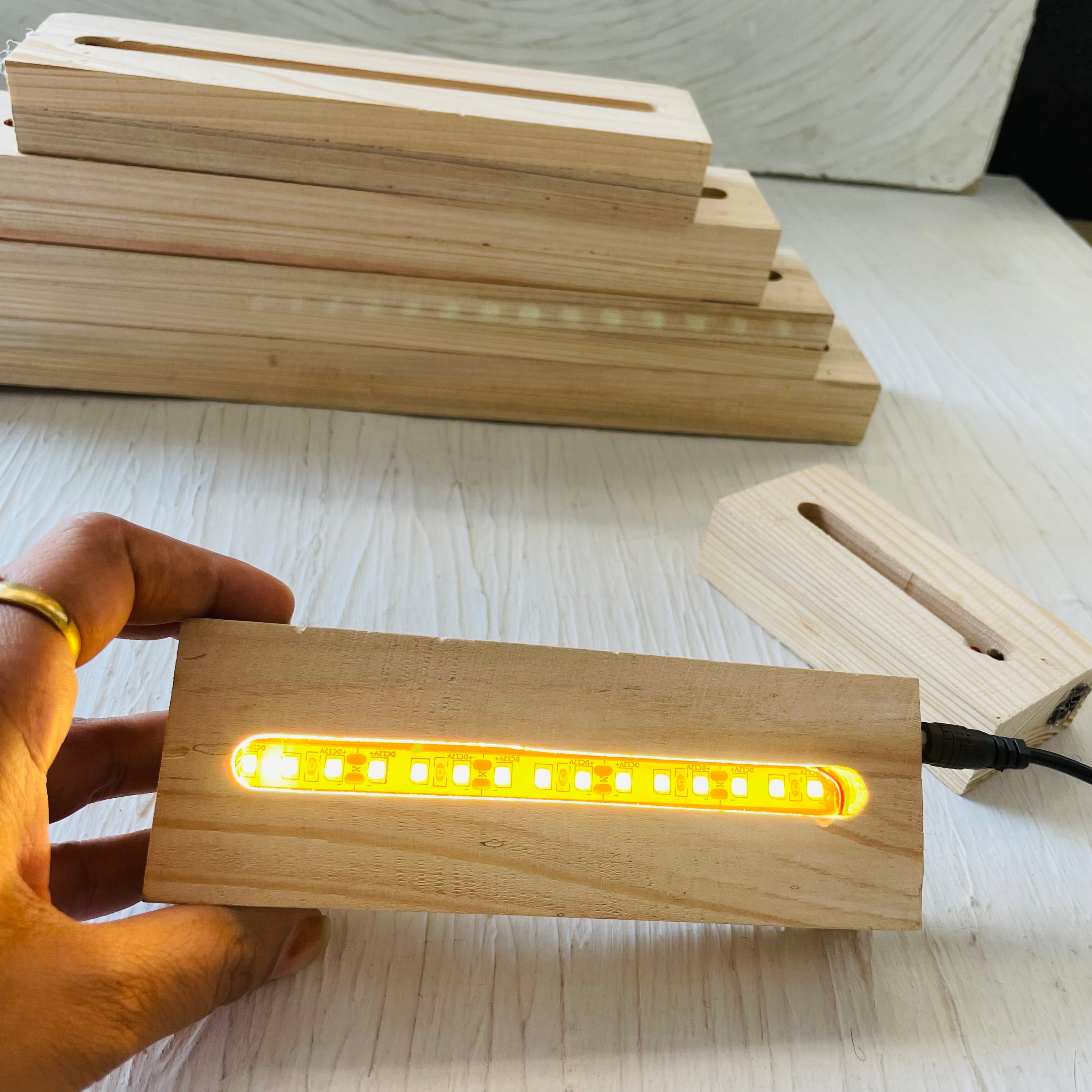 Wooden Light Lamp - Pine Wood 1 | Tulsi Resin