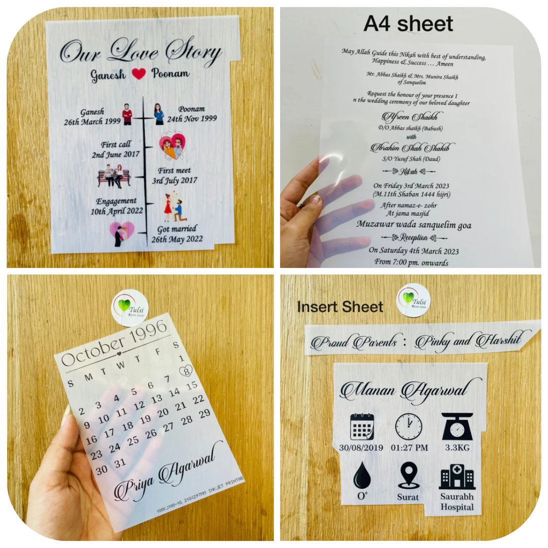 Custom Transparent Insert Sheet – Tulsi Resin Store
