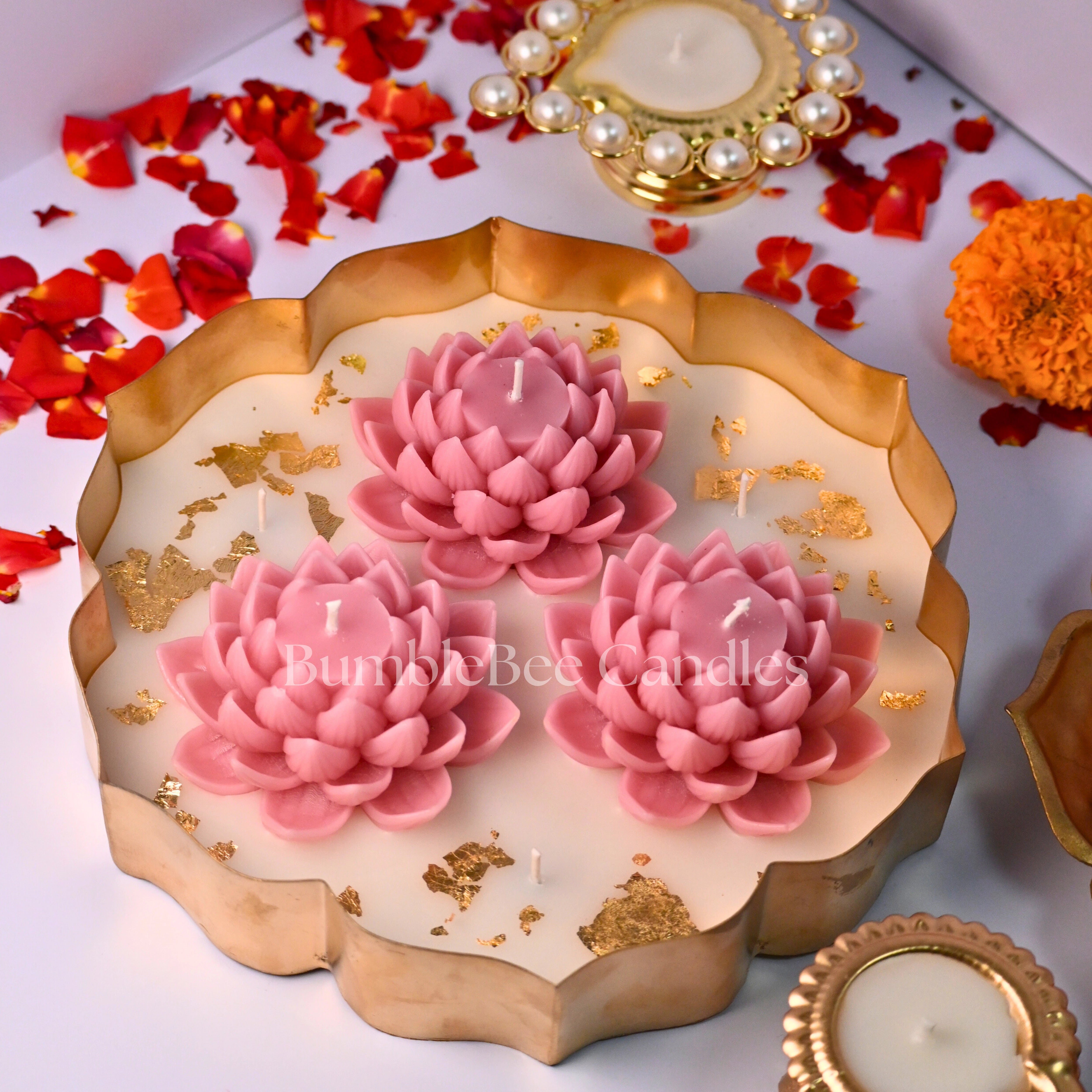 Metal Urli Bowl (A009) - Lotus Pond 9" Tulsi Resin Store