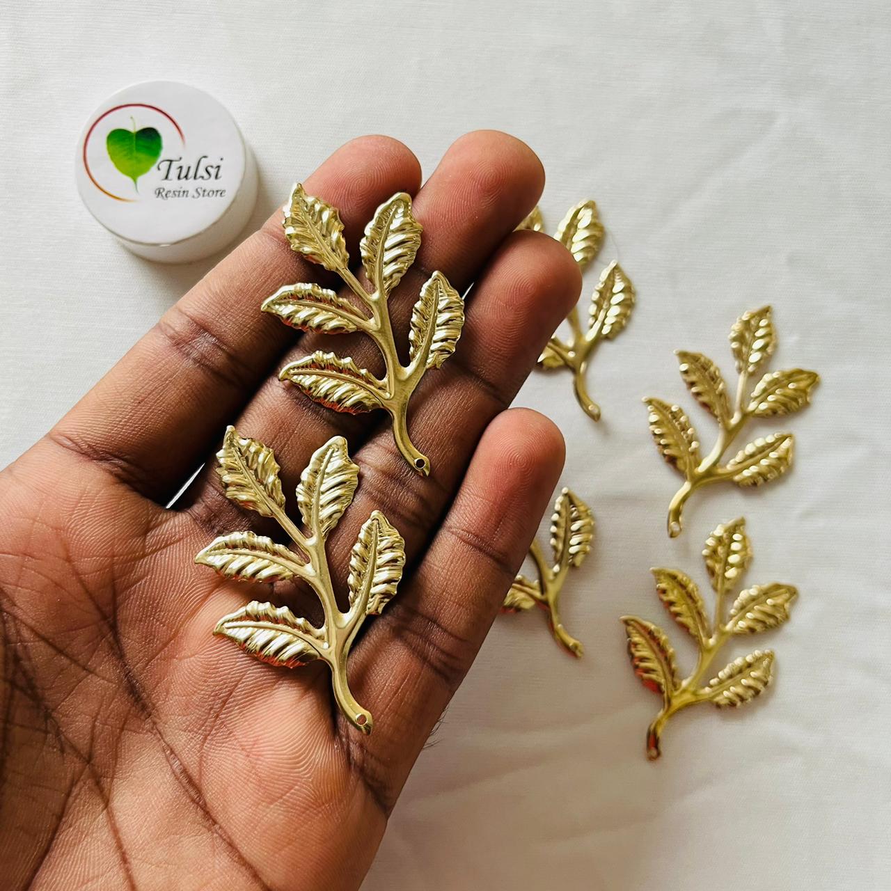 Metal Leaf Charm (K) (2pc) Tulsi Resin Store