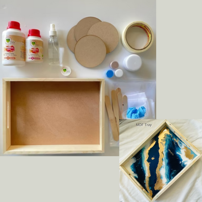 DIY Rectangle MDF Tray Coasters Kit Tulsi Resin Store
