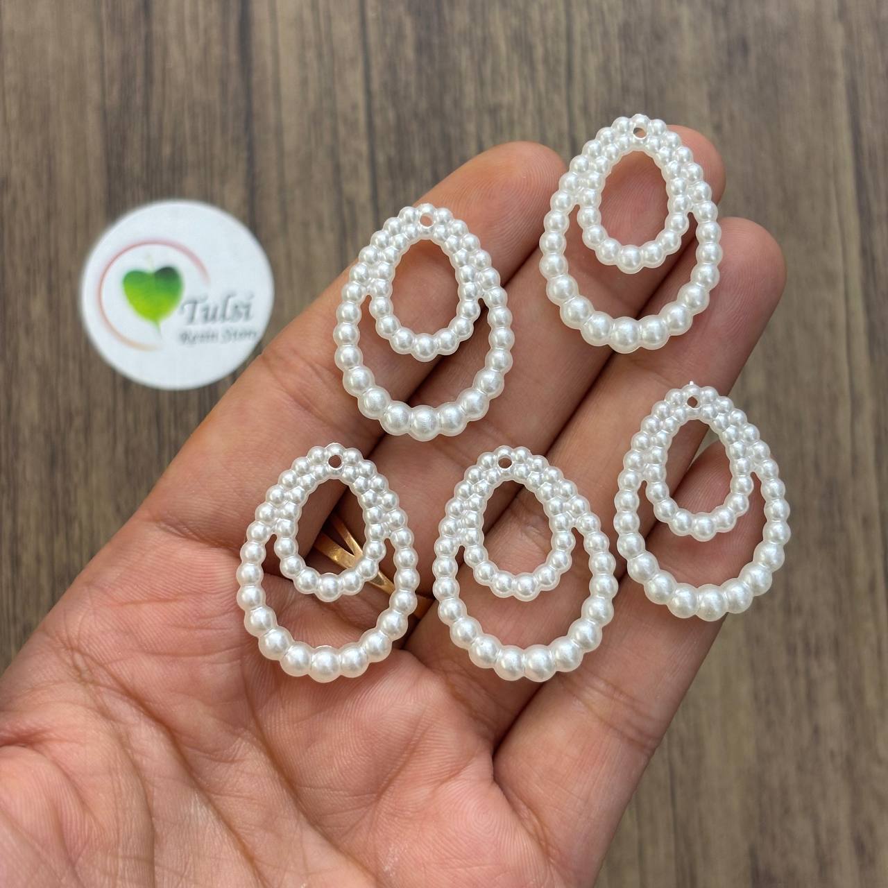 White Pearl Ring (E) - Double - - Tulsi Resin Store