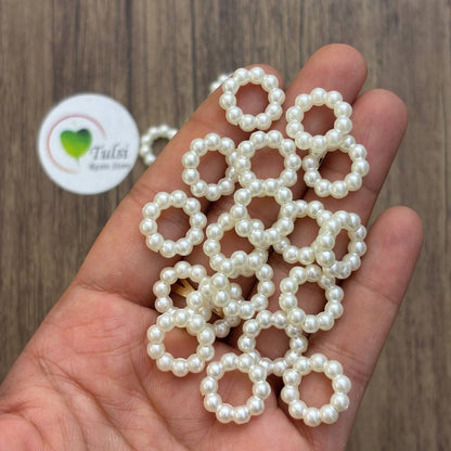White Pearl Ring (D) - Mini 0.5" Tulsi Resin Store