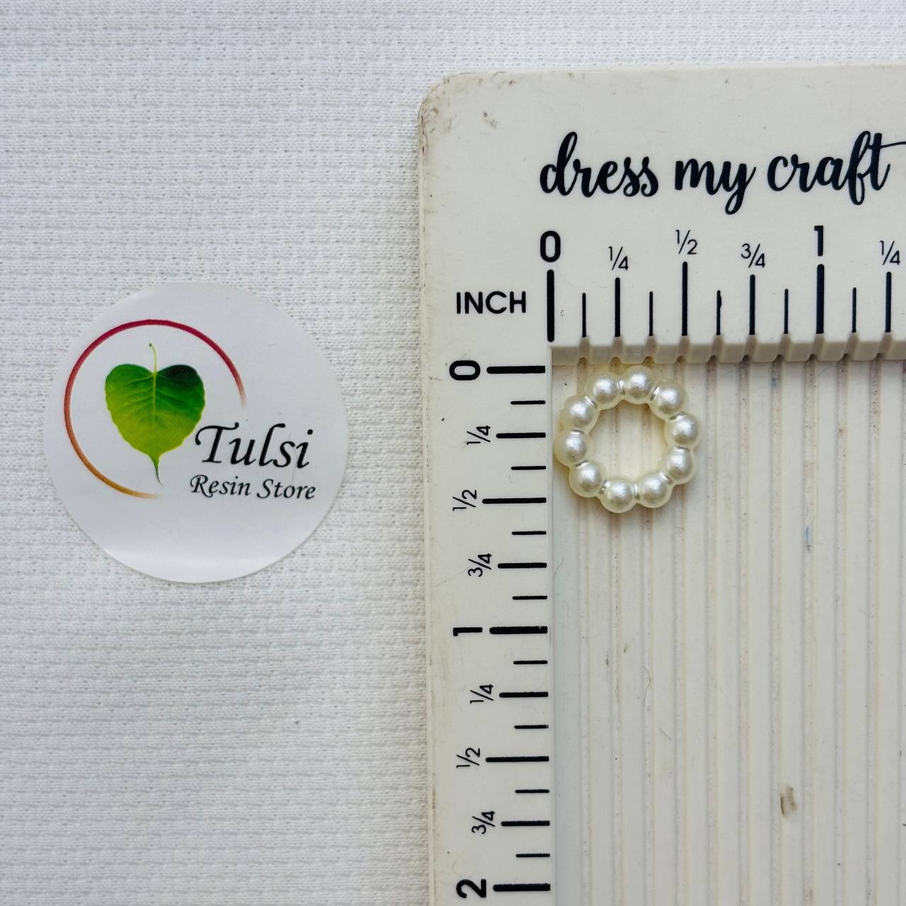 White Pearl Ring (D) - Mini 0.5" Tulsi Resin Store