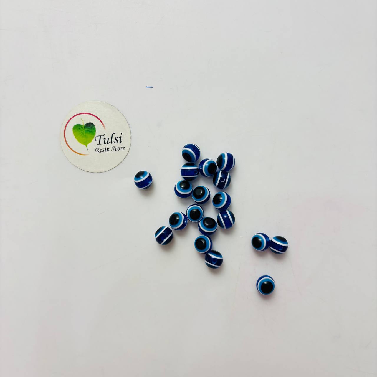 Evil Eye beads (B) (2pc) - Round tulsiresin