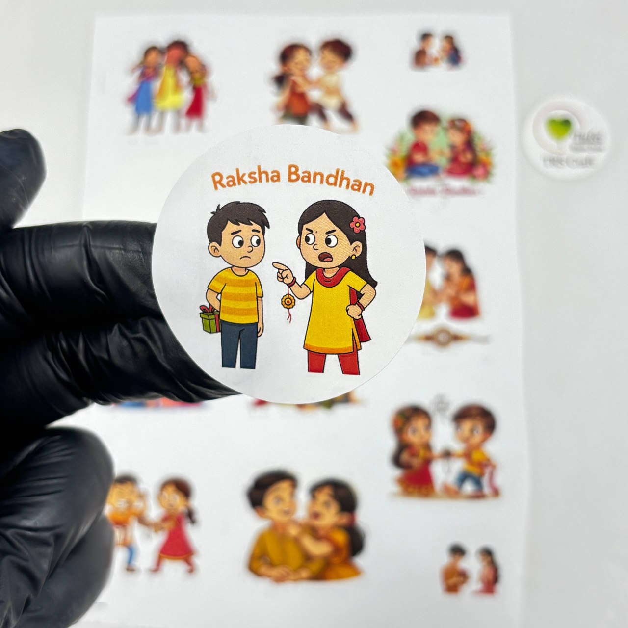 White Rakhi Sticker Sheet (A)