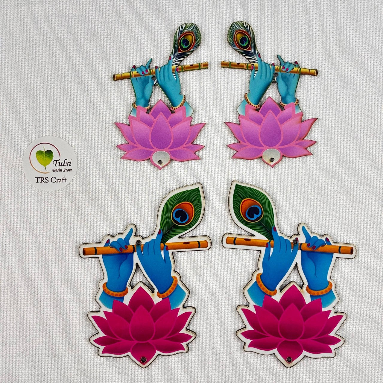 MDF Printed Murli With Lotus Cutout