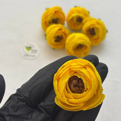 Peony Artificial Flower (5 Pcs) - Yellow - Tulsi Resin Store