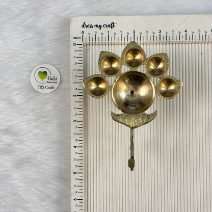 Brass Diya With Stand (03) - Panch Arti