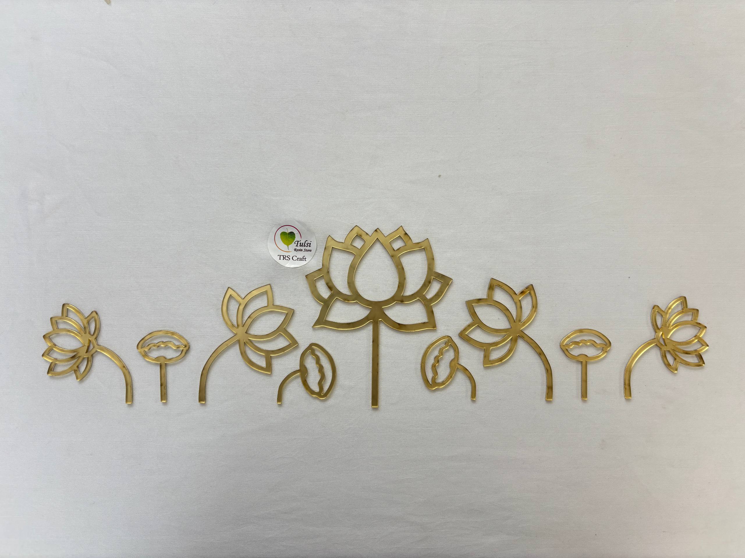 Acrylic Lotus Set - #colour_ Small (12" to 14") - Tulsi Resin Store
