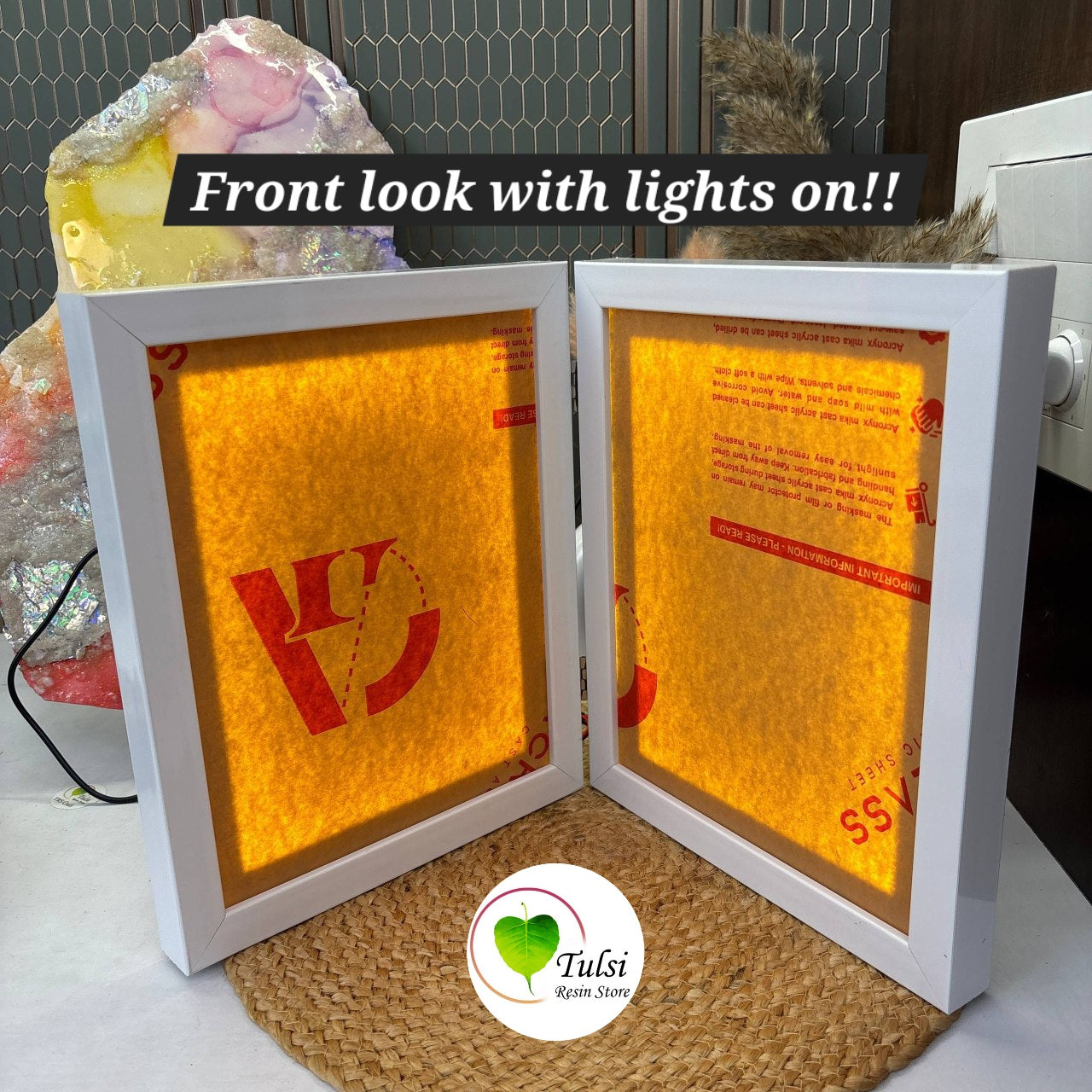 Rectangle Shadow Box (E) - Book with Light Tulsi Resin Store
