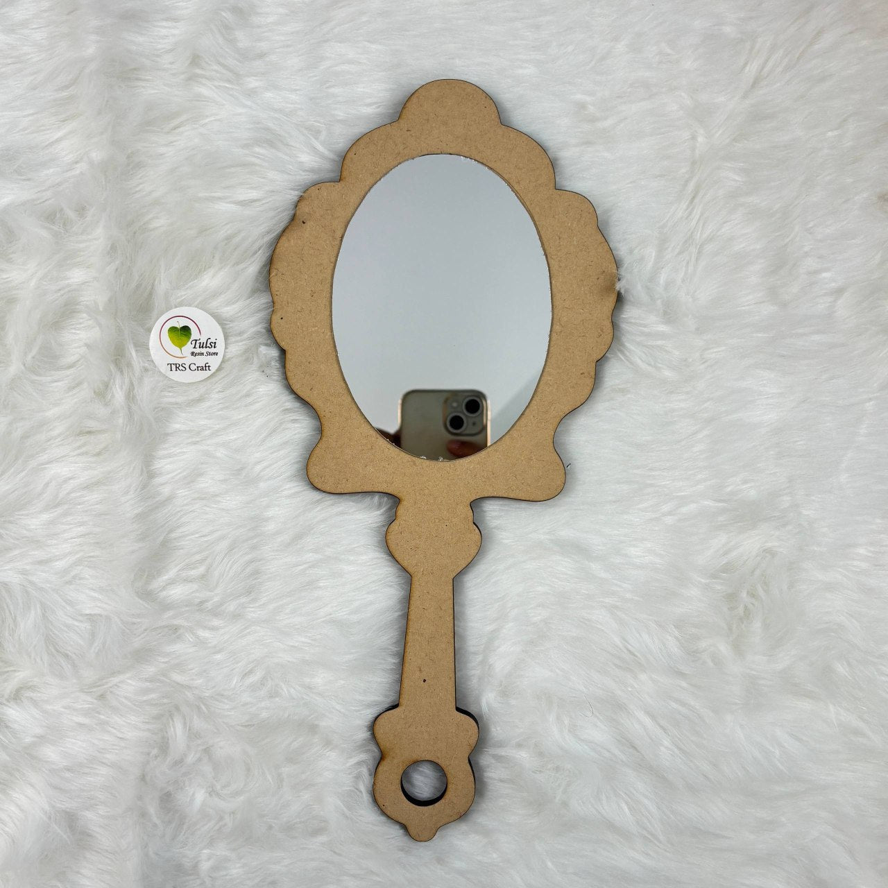 MDF Hand Mirror Base (A) Base with Mirror Tulsi Resin Store