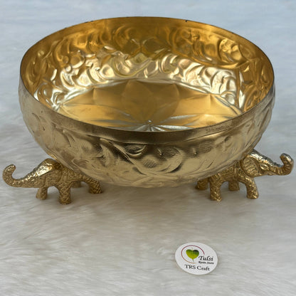 Metal Urli Bowl (A025) - Elephant Stand