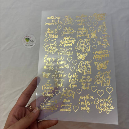Gold Insert Sheet - Positive Captions (A) Tulsi Resin Store