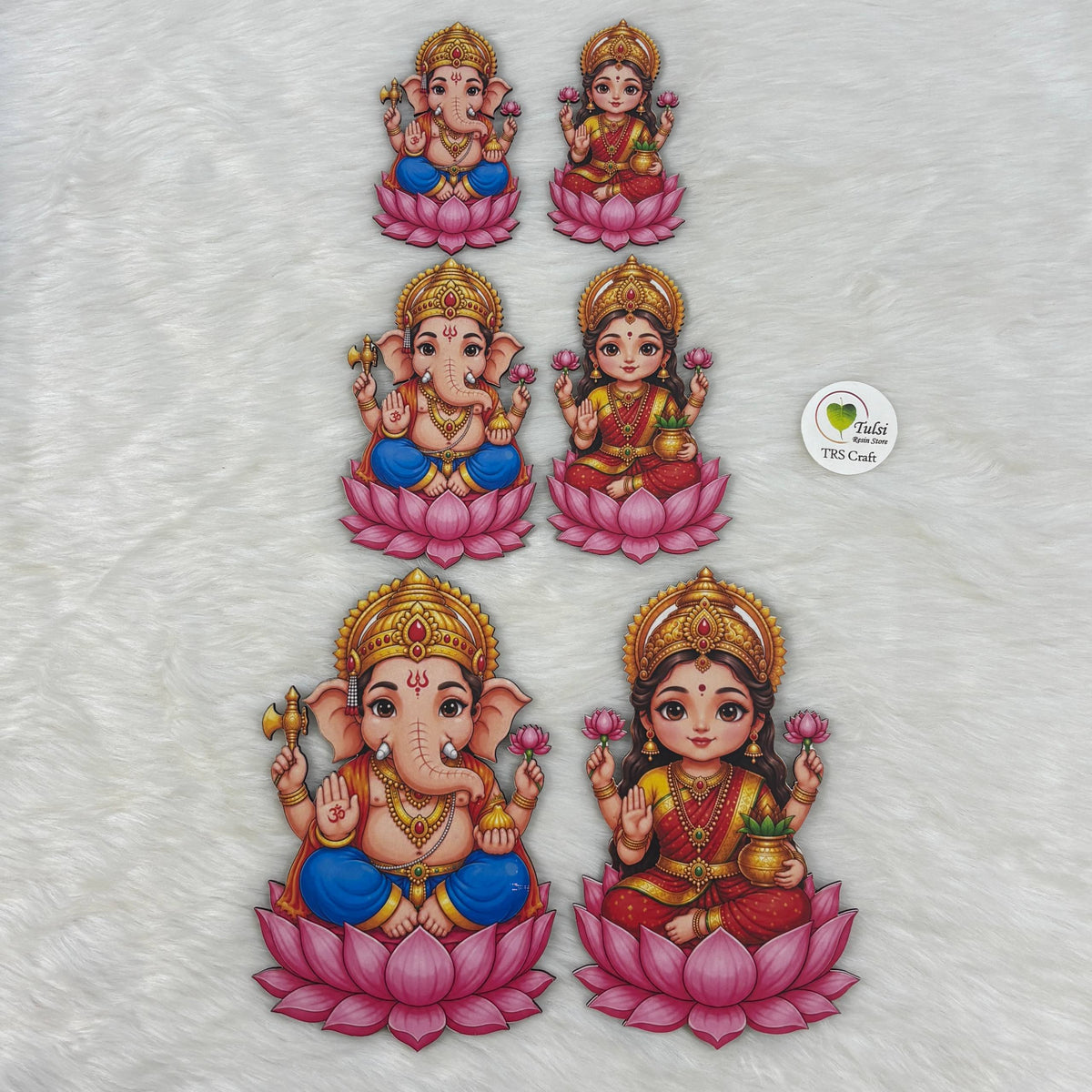 MDF Printed Ganesh & Lakshmi Ji Cutout -(A)