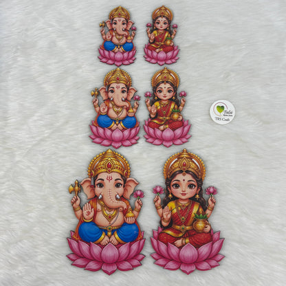 MDF Printed Ganesh & Lakshmi Ji Cutout -(A)