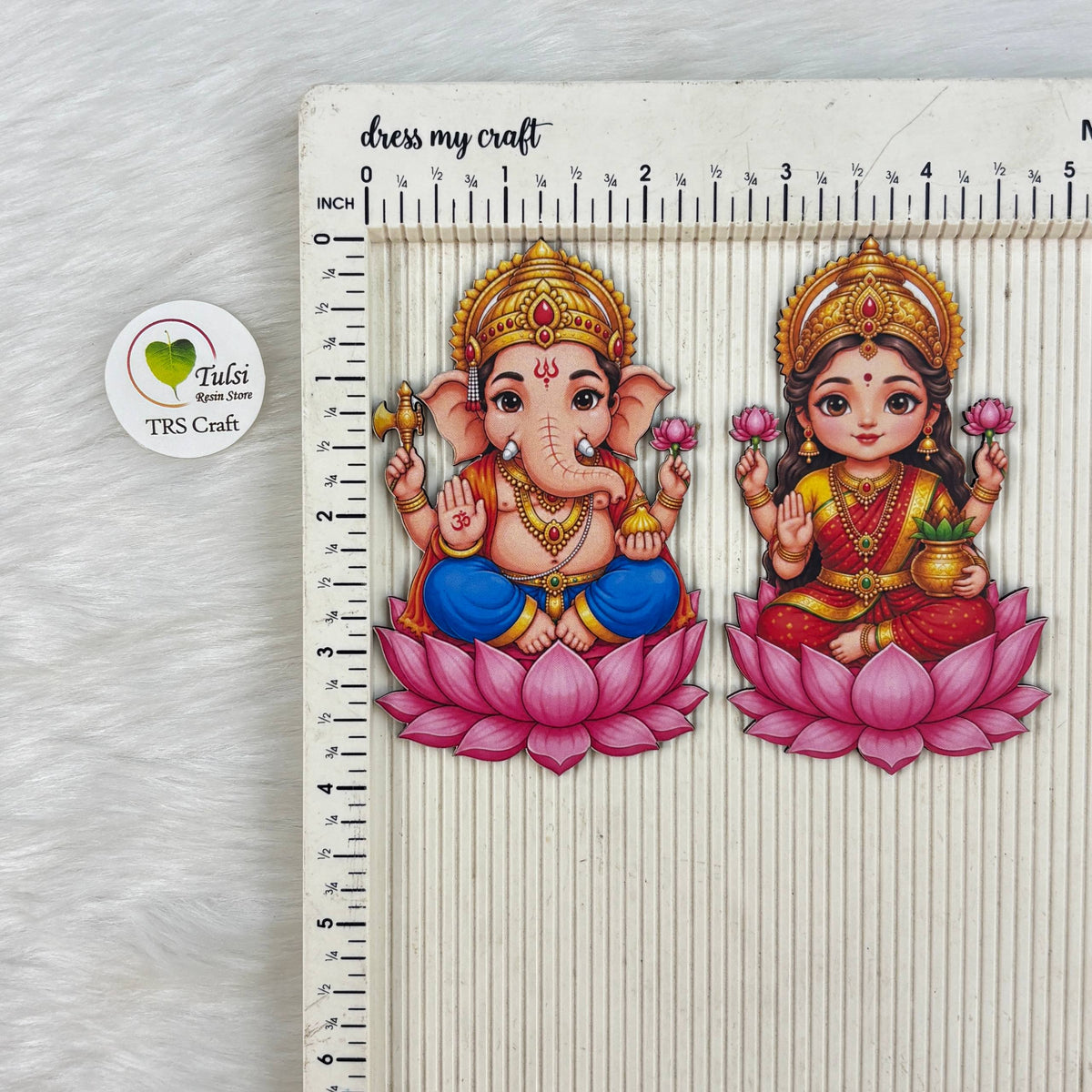 MDF Printed Ganesh & Lakshmi Ji Cutout -(A)