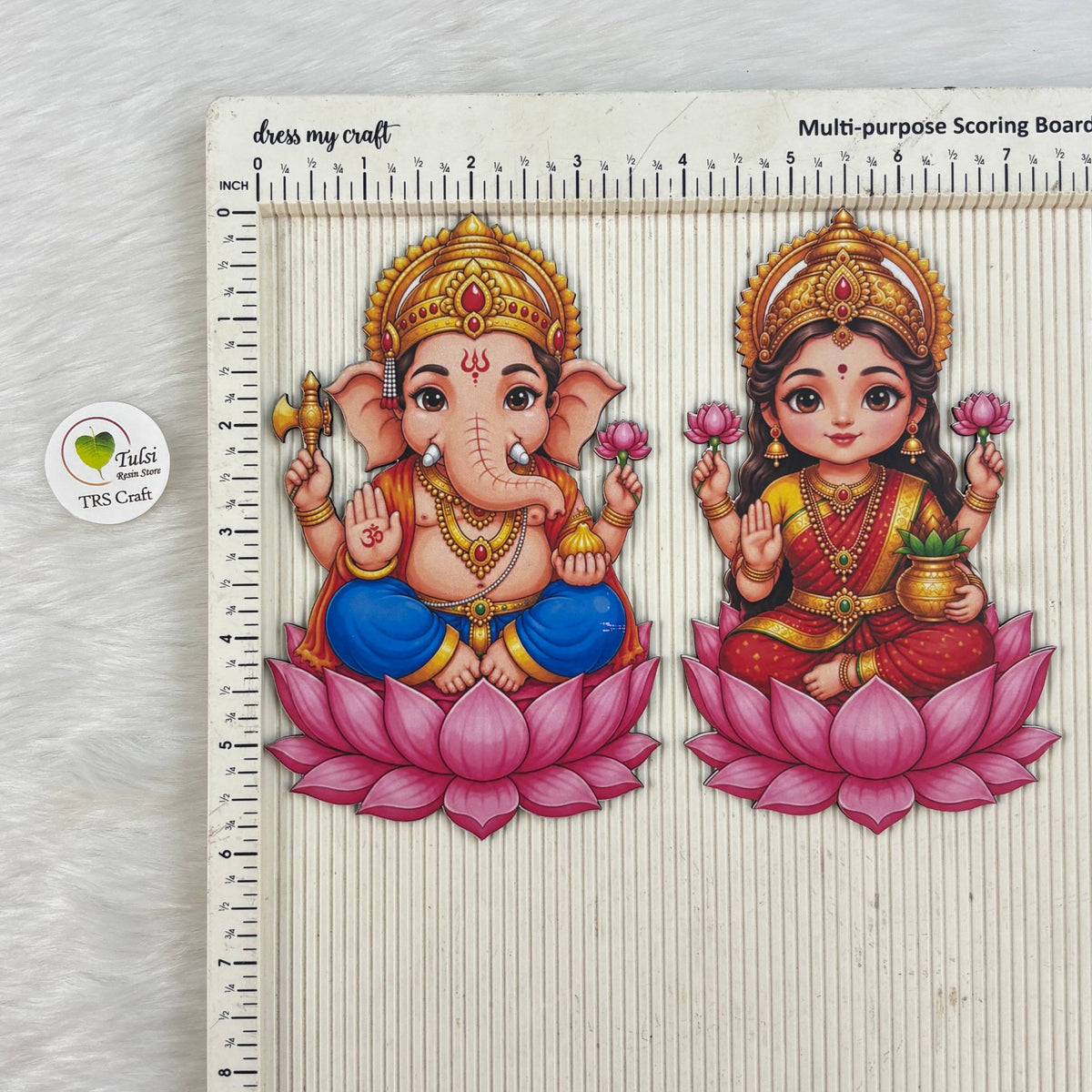 MDF Printed Ganesh & Lakshmi Ji Cutout -(A)