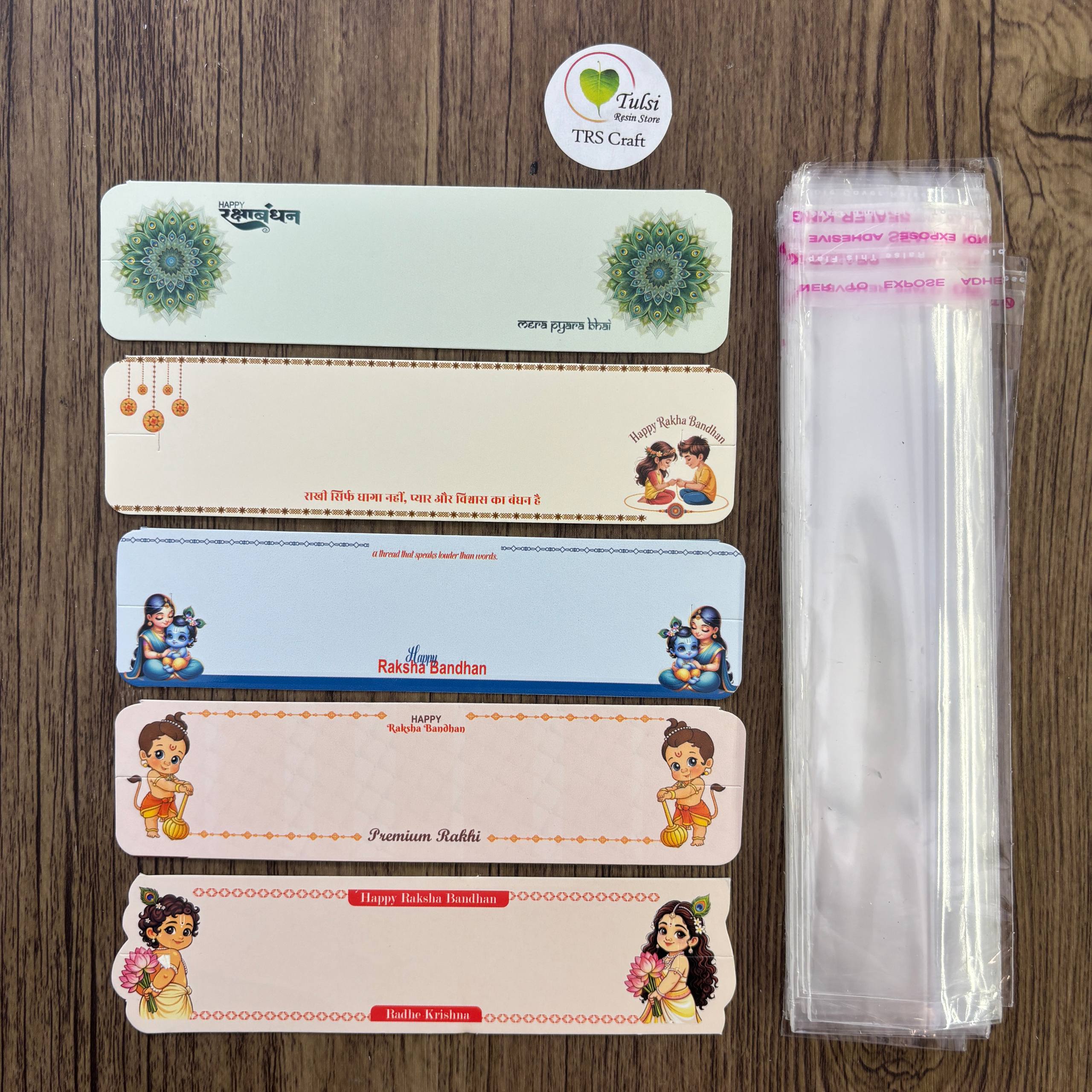 Rakhi Card With Transparent Bag Combo (B) - Small Mix Tulsi Resin Store