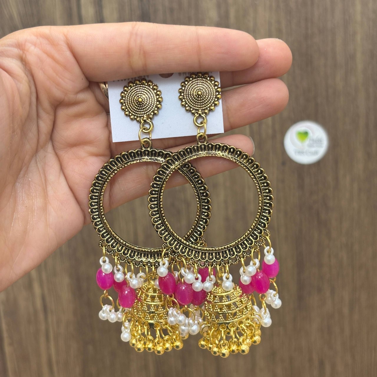 Earring Bazel / Jhumka - (K) Gold Magenta Tulsi Resin Store