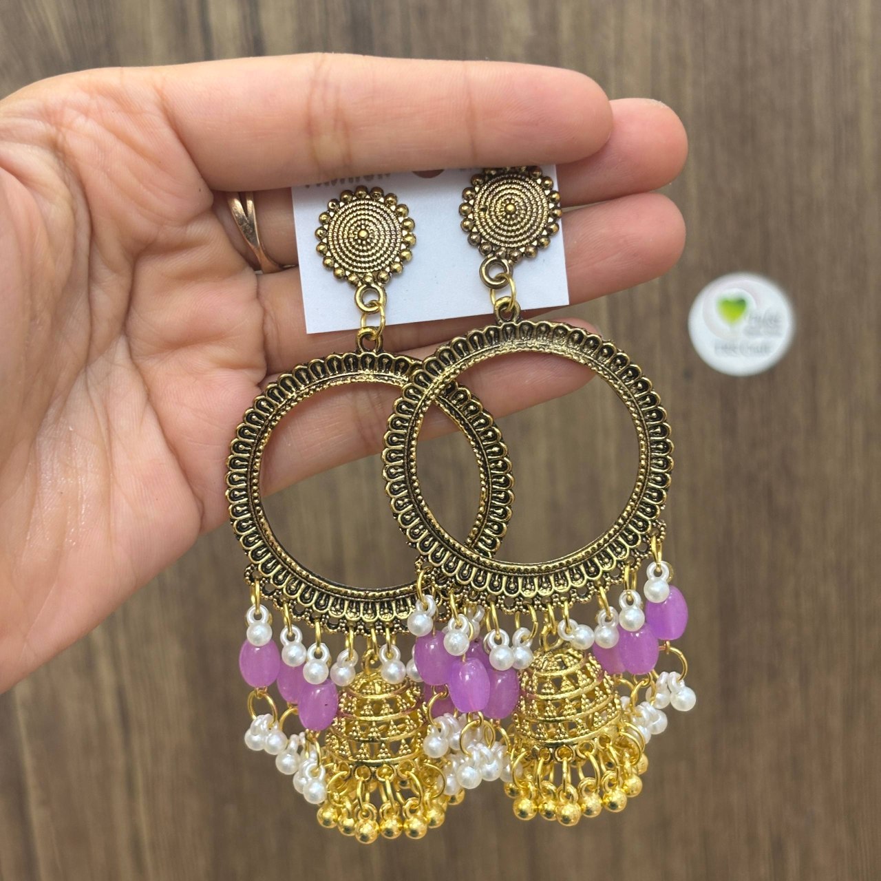 Earring Bazel / Jhumka - (K) Gold Lilac Tulsi Resin Store