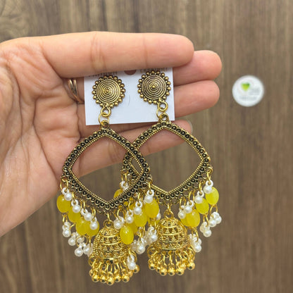Earring Bazel / Jhumka - (L) Gold Yellow Tulsi Resin Store