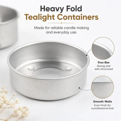 Aluminium T-light Cups - Folded Edges (20 Pieces)
