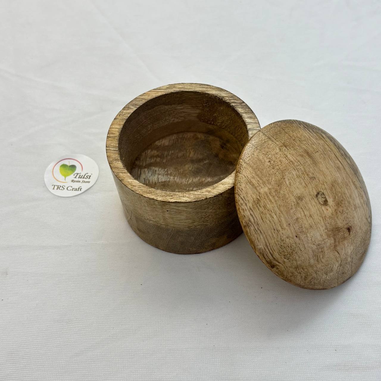 Round Wooden Candle Bowl with Top Lid