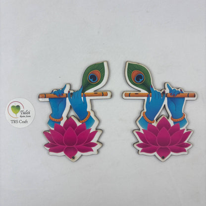 MDF Printed Murli With Lotus Cutout Tulsi Resin Store