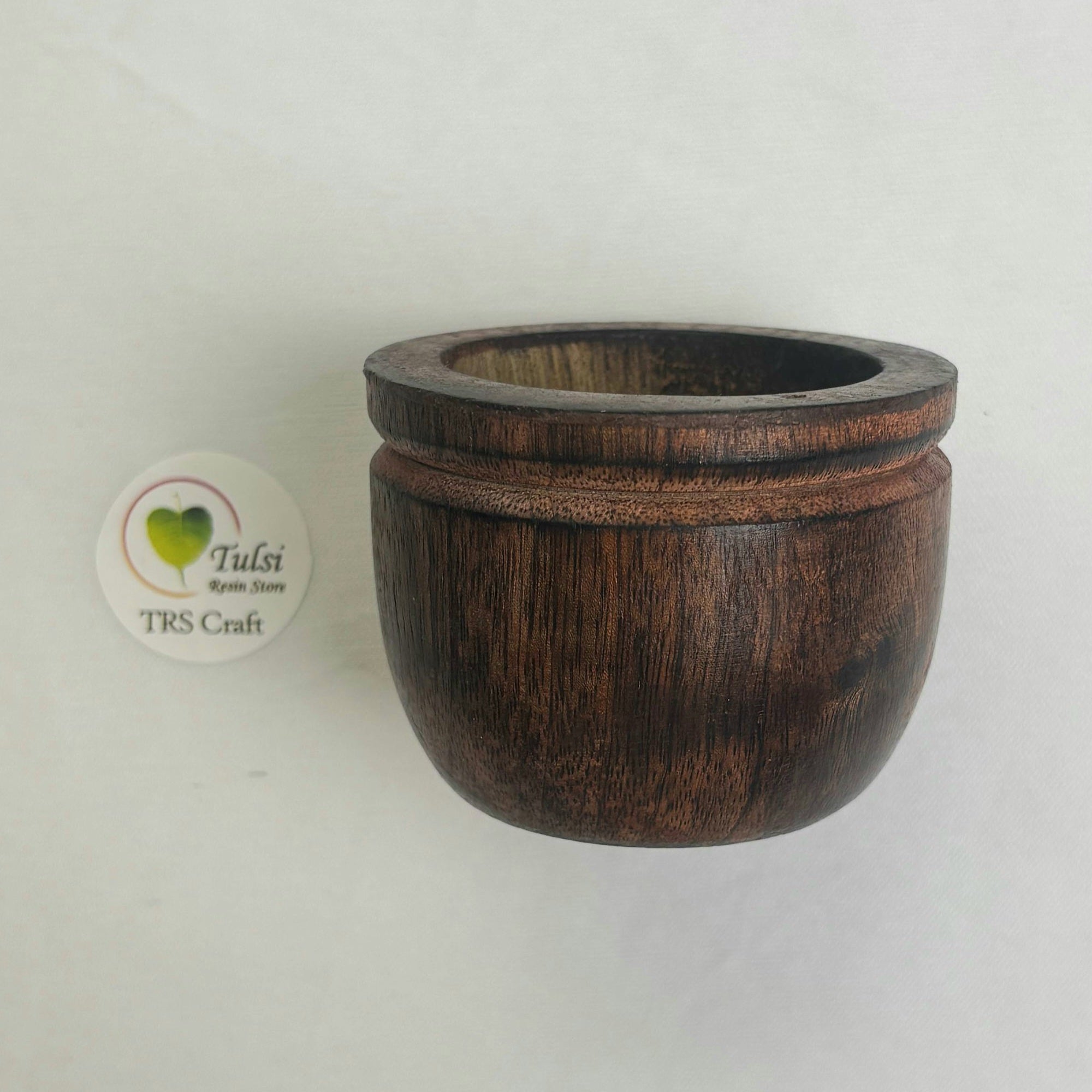 Round Wooden Candle Cup (A) - Line Design