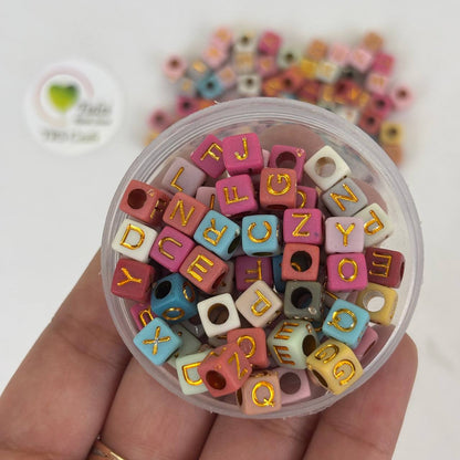 Small Square Alphabet Beads - Candy - tulsiresin