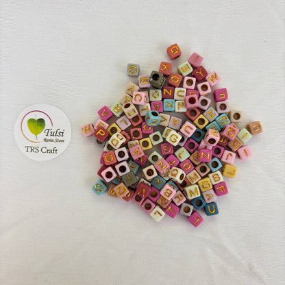 Small Square Alphabet Beads - - tulsiresin