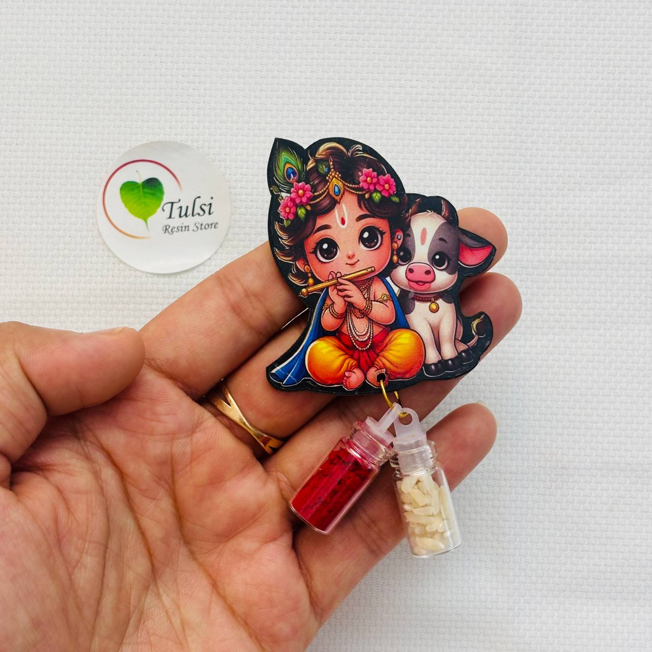 Kumkum Chawal Set with MDF (A) - Krishna Tulsi Resin Store