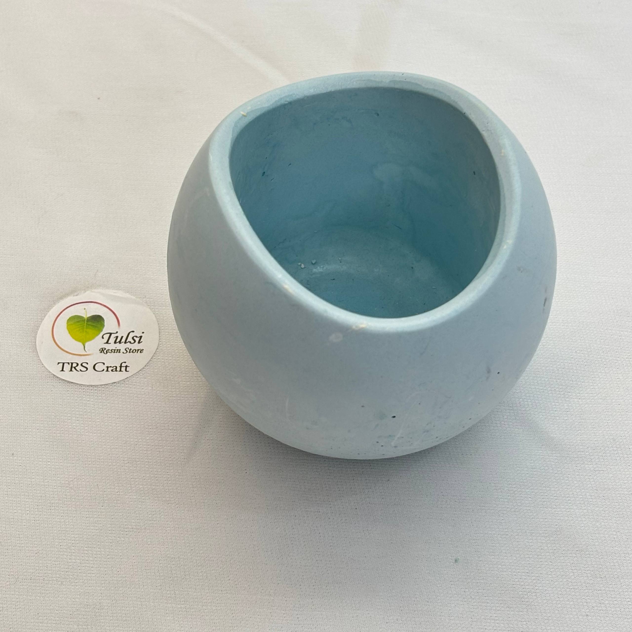 Concrete Jars (A9) - Wavy Round Tulsi Resin Store