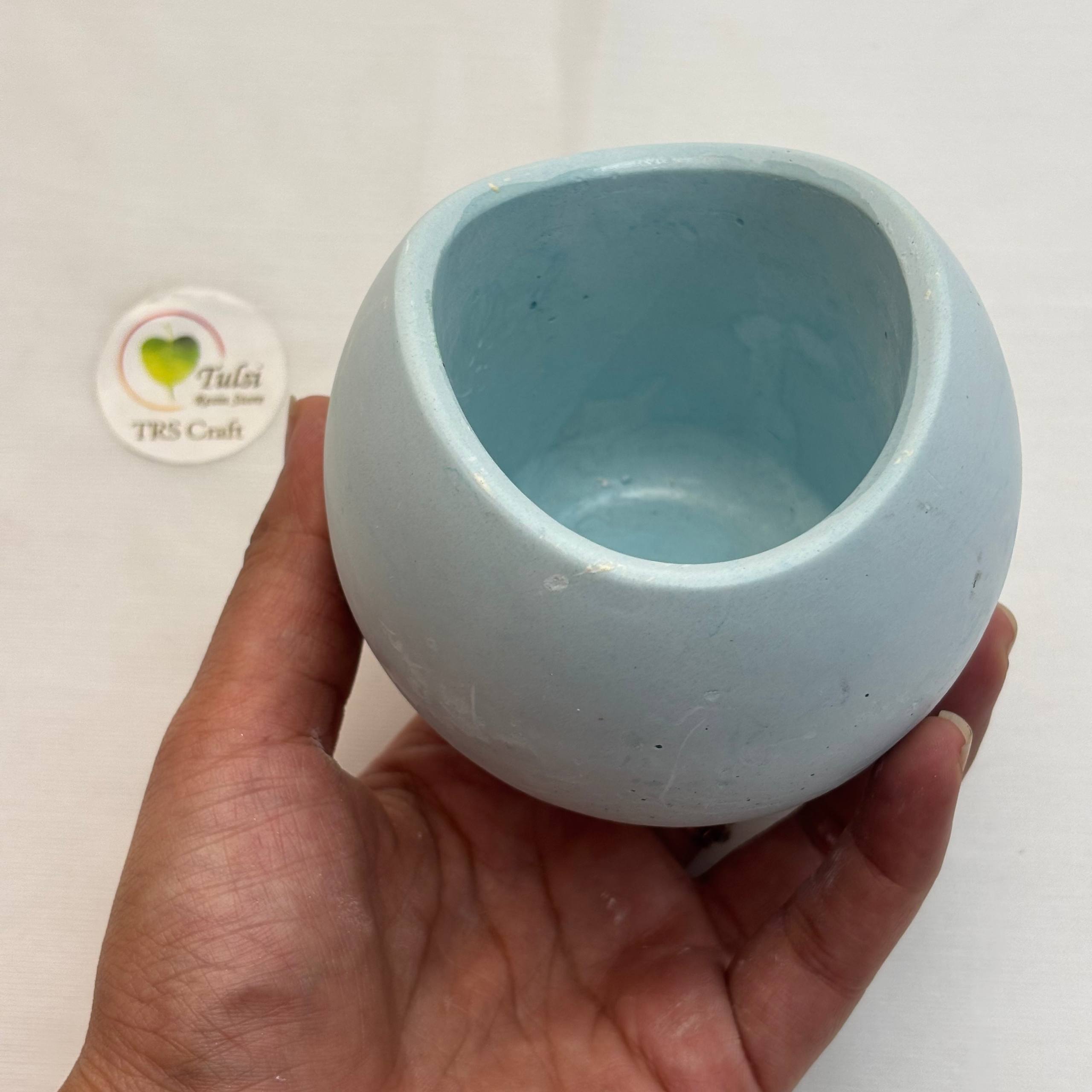 Concrete Jars (A9) - Wavy Round Tulsi Resin Store