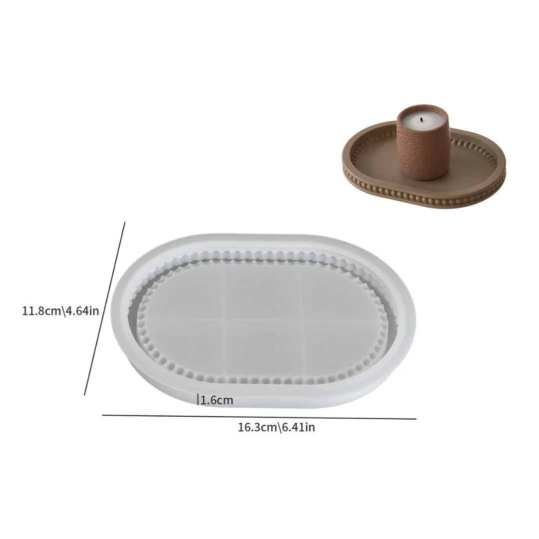 Oval Trinket Mould with Beaded Border