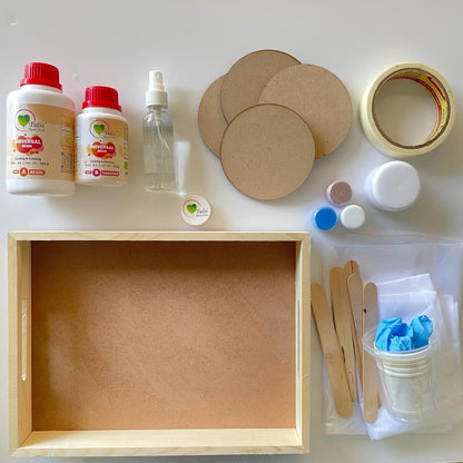 DIY Rectangle MDF Tray Coasters Kit Tulsi Resin Store