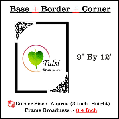 Custom MDF Base With Gold Acrylic Border (B) 9" by 12" Tulsi Resin Store