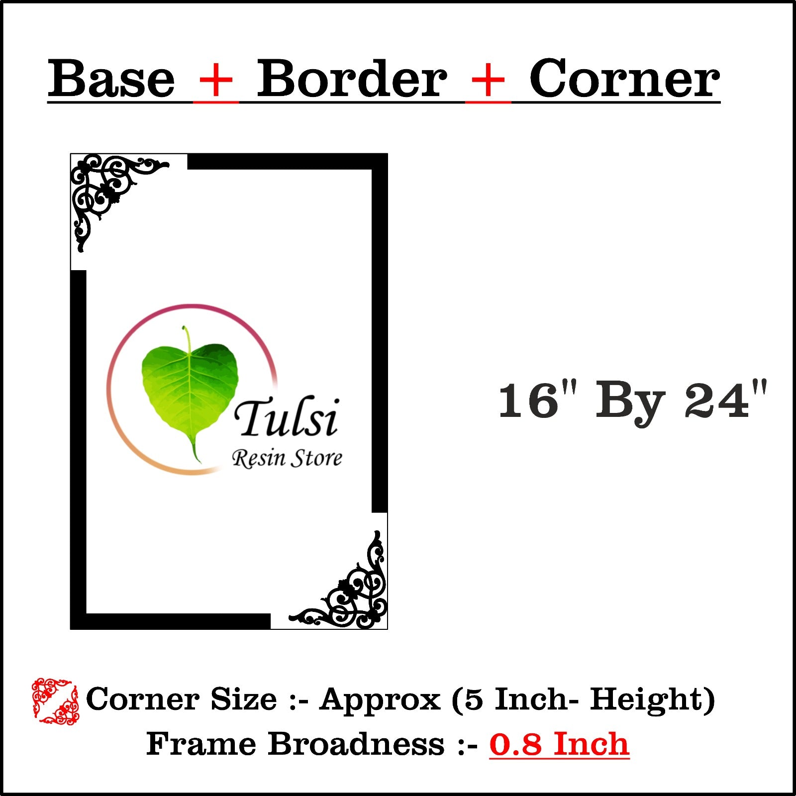 Custom MDF Base With Gold Acrylic Border (B) 16" by 24" Tulsi Resin Store