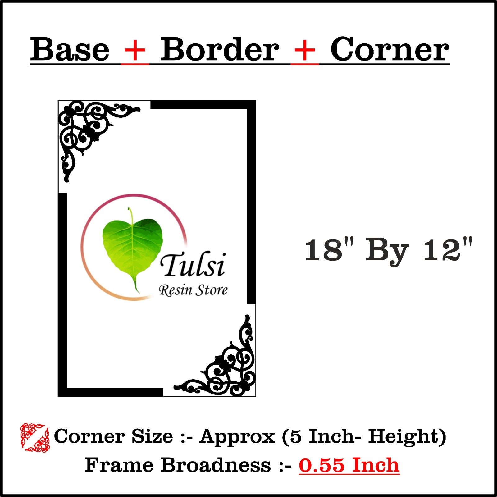 Custom MDF Base With Gold Acrylic Border (B) 12" by 18" Tulsi Resin Store