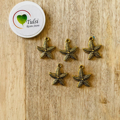 Gold Charm - Starfish (5pc) Tulsi Resin Store