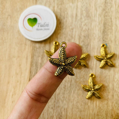 Gold Charm - Starfish (5pc) Tulsi Resin Store