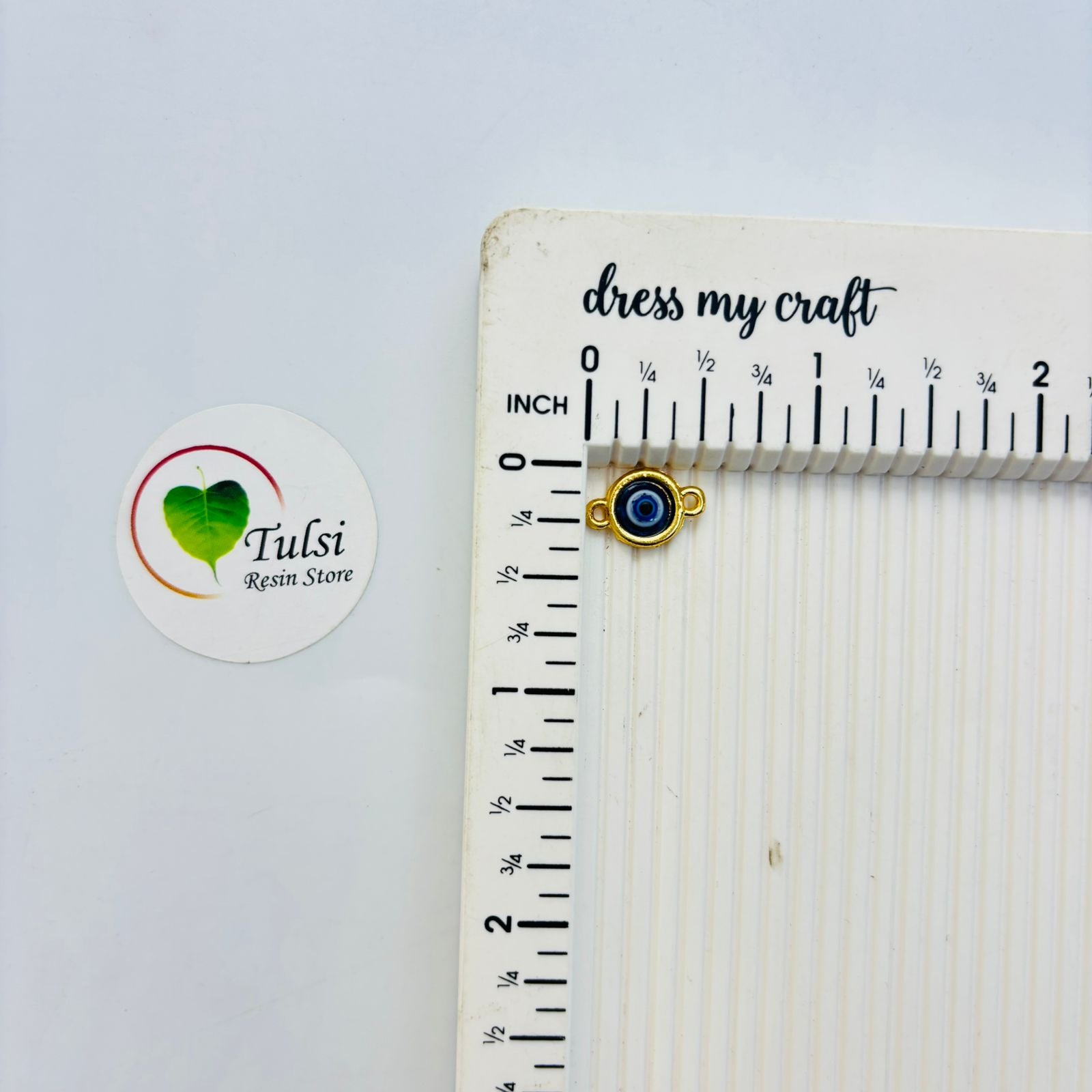 Evil Eye Charm With Two Hooks - E (5pcs) Tulsi Resin Store