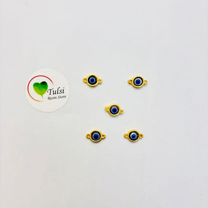 Evil Eye Charm With Two Hooks - E (5pcs) Tulsi Resin Store