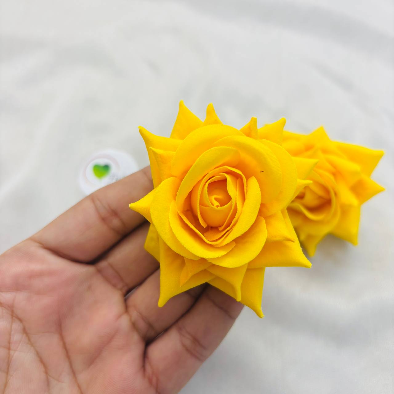 Rose Artificial Flower (2 Pcs) - Yellow - Tulsi Resin Store