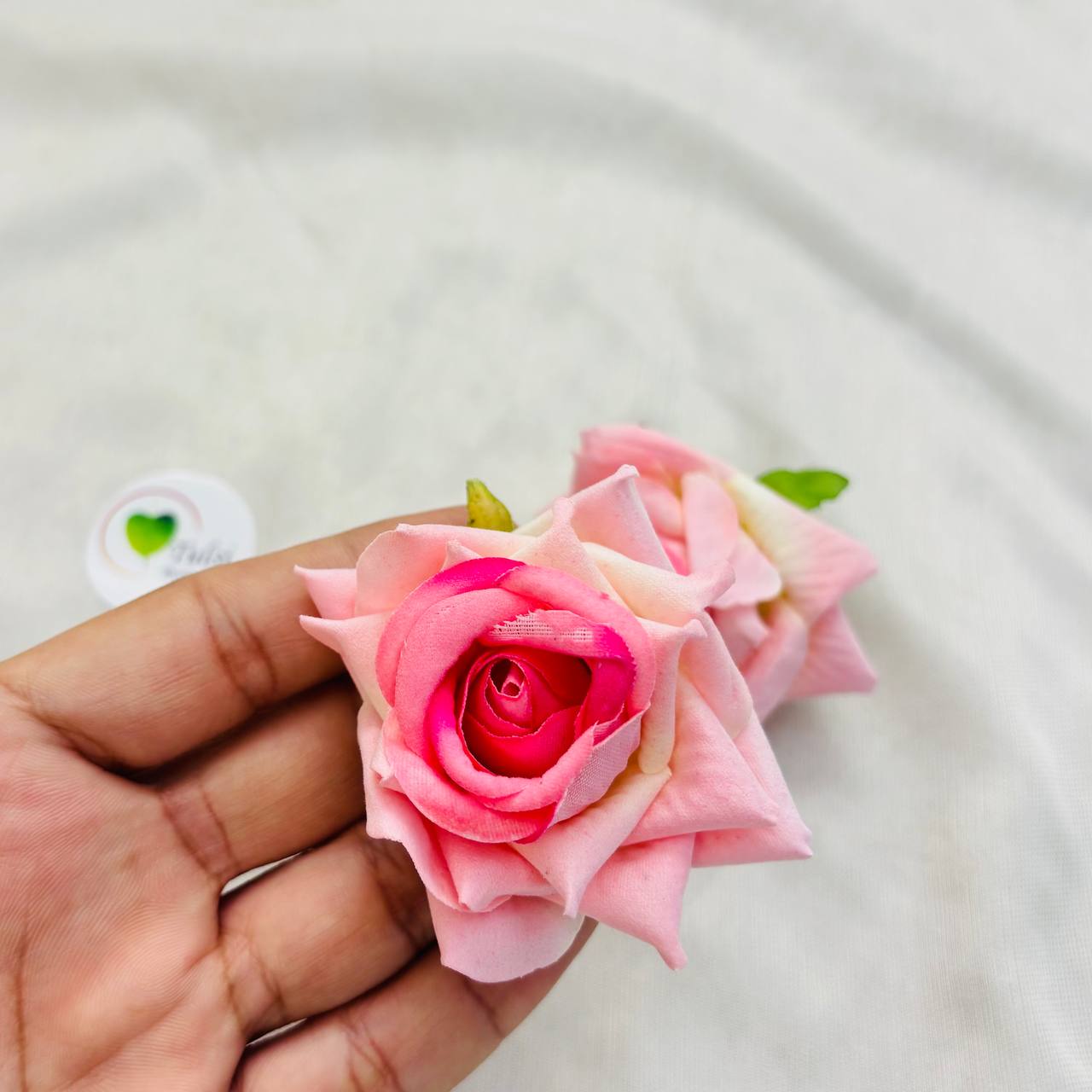Shaded Rose Artificial Flower (2 Pcs) - Rose Pink - Tulsi Resin Store