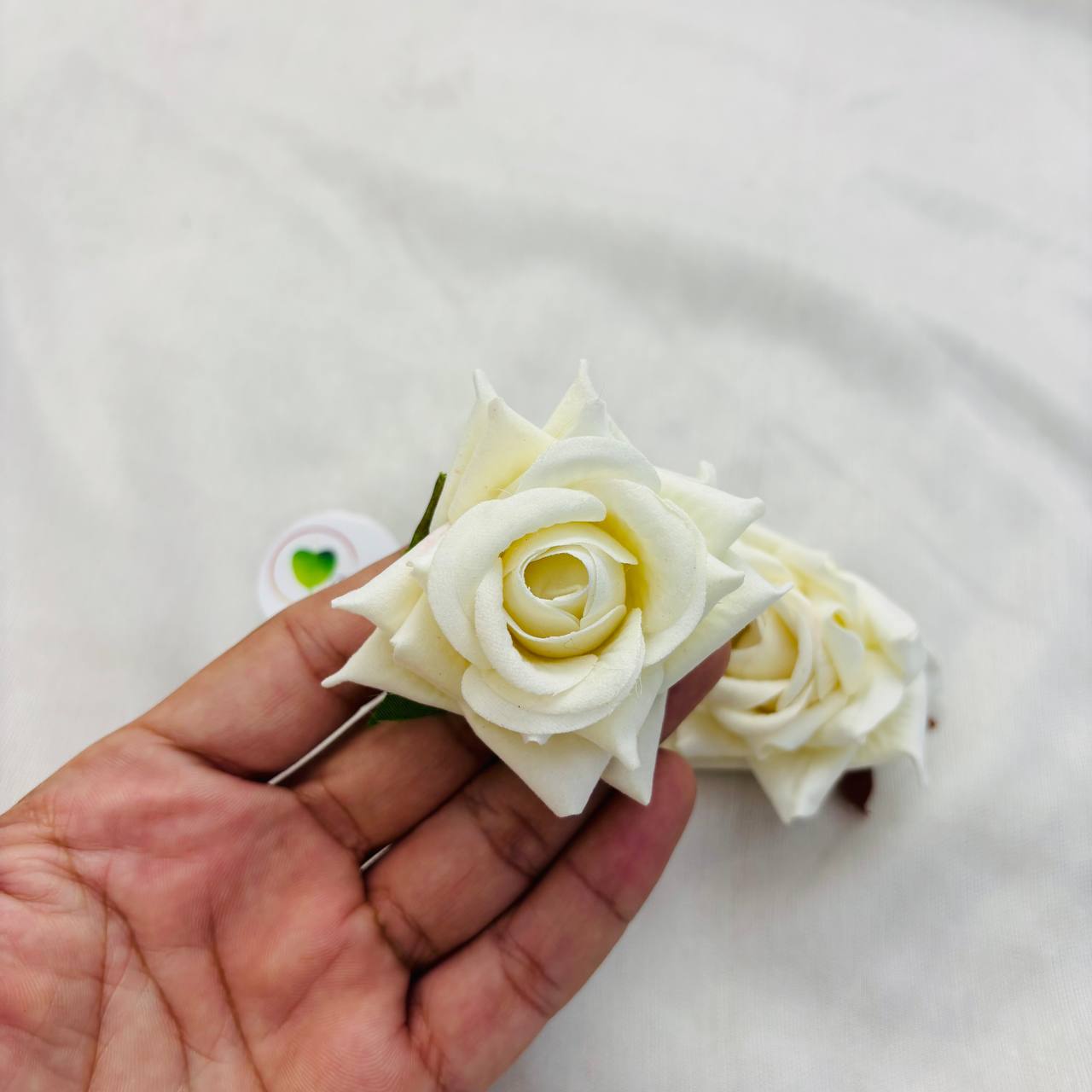 Rose Artificial Flower (2 Pcs) - White - Tulsi Resin Store