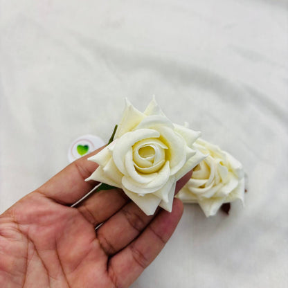 Rose Artificial Flower (2 Pcs) - White - Tulsi Resin Store